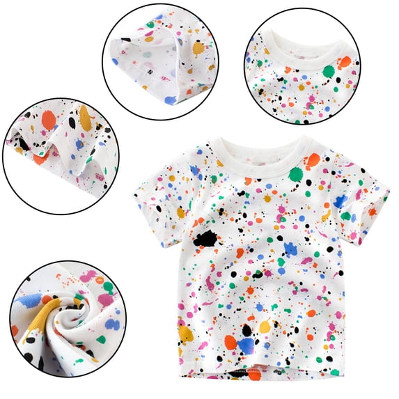 LYMAYTER Toddler Baby Short Sleeve Tee Shirt for Boys 1-10T Kids Casual Cotton Tees Shirt Tops Casual Crew Neck Cotton T-Shirt