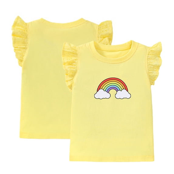 LYMAYTER Toddler Baby Summer Sleeveless Vest T-Shirt for Girls 100% Organic Cotton Tank Tees Shirt Tops Kids Casual Ruffle Shirt Blouse 2-8T