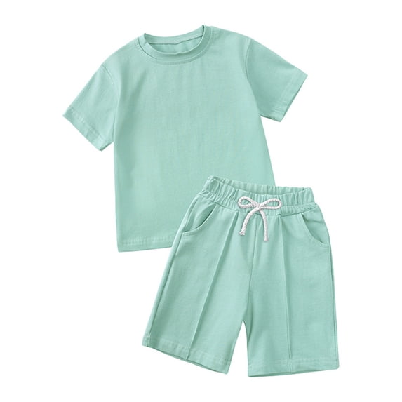 LYMAYTER Toddler Baby T-Shirt Outfit Boys Short Sleeve Tees Two-Piece Sets 1-8Y Boys Cotton Pullover +shorts Tees Outfit Toddler Cotton Fashion Casual T Set