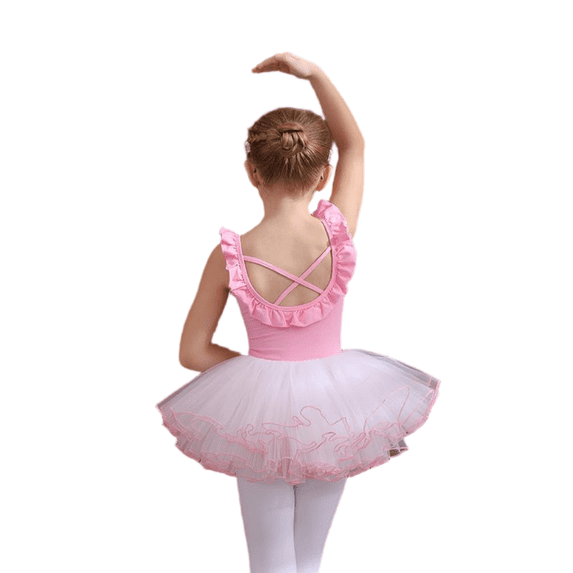 LYMAYTER Toddler Ballerina Outfit Short Sleeve for 3Y-11Y Leotard Tutu Dress Girls Dance Party Set