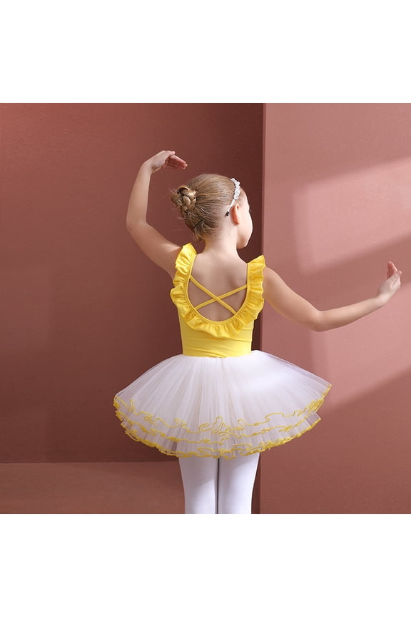 Toddler Ballerina Set Girls Short Sleeve Dance Ballet Leotards Skirt Combo Suit 3Y-11Y