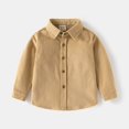 thumbnail image 1 of LYMAYTER Toddler Boys Button Down Shirt Long Sleeve Solid Color Shacket Spring Fall Casual Button Up Top 2-7Y, 1 of 8
