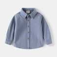 thumbnail image 1 of LYMAYTER Toddler Boys Button Down Shirt Long Sleeve Solid Color Shacket Spring Fall Casual Button Up Top 2-7Y, 1 of 8