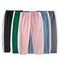 thumbnail image 1 of LYMAYTER Toddler Boys Girls Solid Color Harem Pants Kids Cool Casual Home Long Pants Sports Breathable Pants Elastic Waisted Basic Pants 1-10T, 1 of 10