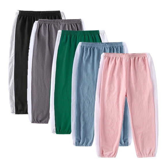 LYMAYTER Toddler Boys Girls Solid Color Harem Pants Kids Cool Casual Home Long Pants Sports Breathable Pants Elastic Waisted Basic Pants 1-10T