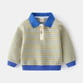 thumbnail image 1 of LYMAYTER Toddler Boys Striped Long Sleeve Lapel Collar Sweatshirt Casual Pullover Top for Daily Wear 2-7Y, 1 of 8