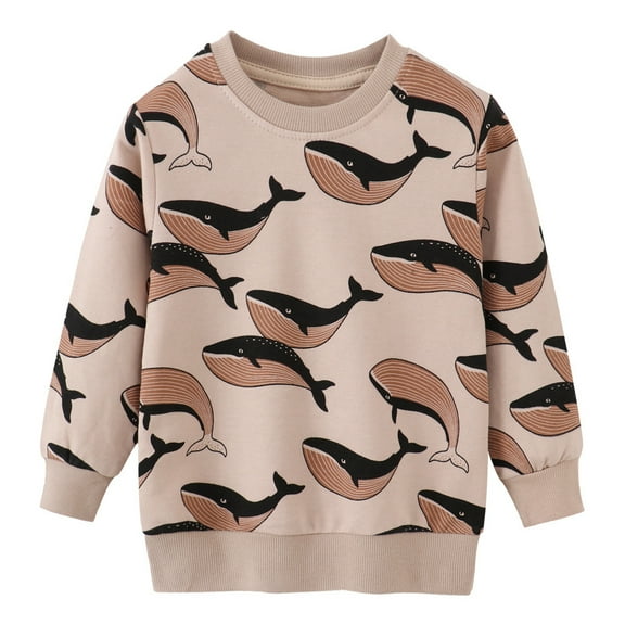 LYMAYTER Toddler Boys Whales Sweatshirt Baby Cartoon Knit Blouse Spring Casual Pullover Sweatshirt,Size 2-7T