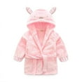 thumbnail image 1 of LYMAYTER ‌Toddler Flannel Robe Kids Animal Theme Hooded Bathrobe Boys Girls‌ Soft Coral Fleece 1-7 Years, 1 of 6