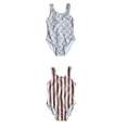 thumbnail image 1 of LYMAYTER Toddler Girl Swimsuit Color Block Stripe Beach One-Piece Summer Swimwear Bathing Suits 6M-8Y, 1 of 8