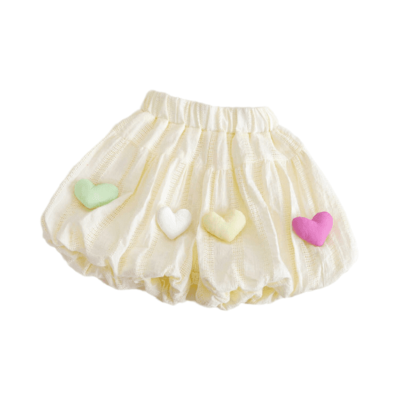 LYMAYTER Toddler Girls Shorts Baby Elastic Waist Cute Lantern Pants Kids Love Decoration Shorts 0-5Y