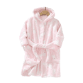 thumbnail image 1 of LYMAYTER Toddler Hooded Bathrobe for 1-12Y Kids Soft Premium Fuzzy Robes Teen Print Sleepwear Bathrobe, 1 of 7