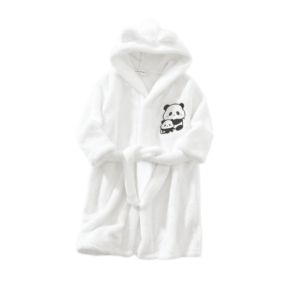 LYMAYTER Toddler Hooded Robe Cute Animal-Themed Bathrobe for Kids, Boys & Girls, Birthday Gift 1-12Y