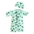 thumbnail image 1 of LYMAYTER Toddler Infant One Piece Swimsuit for Girls Boys Short Sleeve Swimwear Baby Rash Guard Beachwear UPF 50+ Sun Protection Bathing with Hat 9M-7Y, 1 of 10