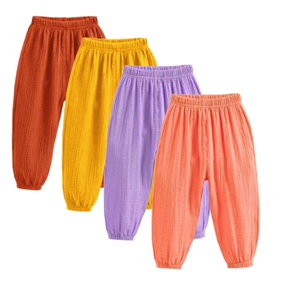 LYMAYTER Toddler Kids Boys Girls Spring Summer Pants Casual Basic Plain Soft Pants Baby Comfy Cotton Linen Bloomers Pants 1-8T