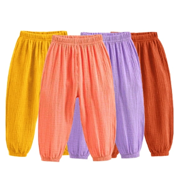 LYMAYTER Toddler Kids Boys Girls Spring Summer Pants Casual Basic Plain Soft Pants Baby Comfy Cotton Linen Bloomers Pants 1-8T