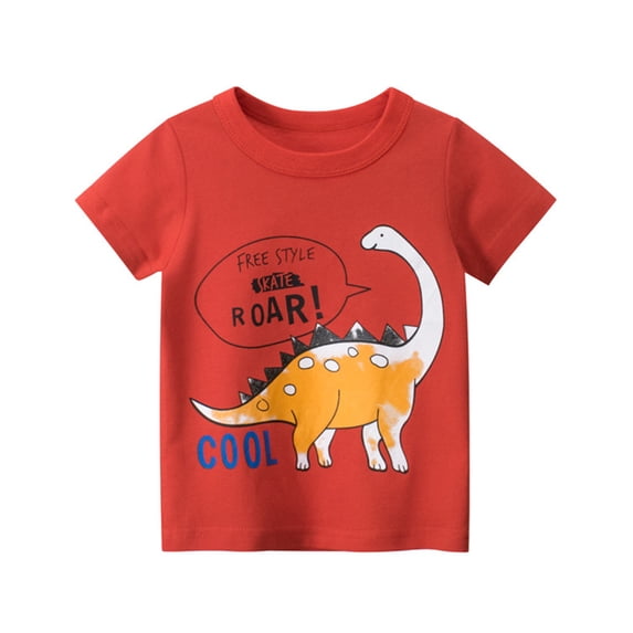 LYMAYTER Toddler Kids Crewneck Short Sleeve Top Summer Pullover Dinosaur T-Shirt Super Cozy Cotton Top,Sized 1-9T