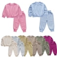 thumbnail image 1 of LYMAYTER Baby Toddler Solid Color Sweatshirt Outfits for Boys Girls 2PCS Spring Fall Long Sleeve Sweatsuit Jogger Pants Set Kids Casual Active Tracksuit 1-10Y, 1 of 10