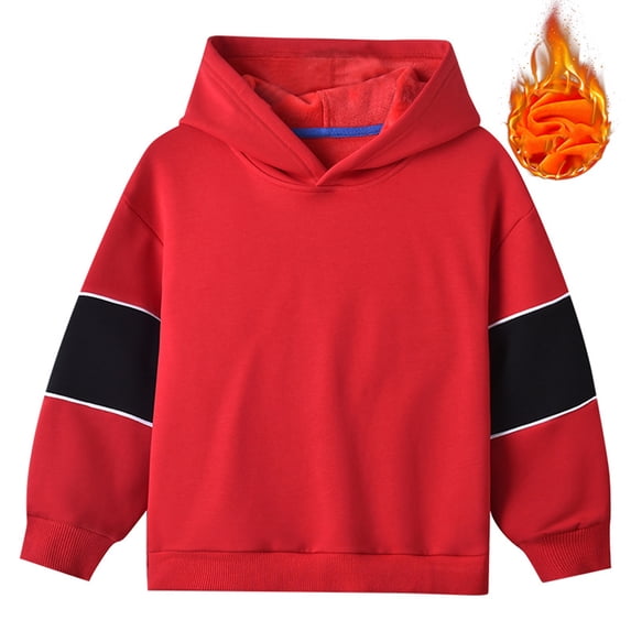 LYMAYTER Toddler Kids Girls Boys Pullover Sweatshirt Baby Thick Long Sleeve Sweatsuit Fleece Lined Sweatshirts Blouse with Hoodie for 1-12Y