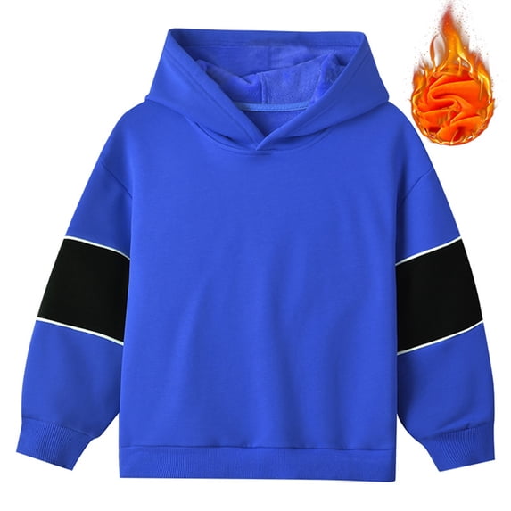 LYMAYTER Toddler Kids Girls Boys Pullover Sweatshirt Baby Thick Long Sleeve Sweatsuit Fleece Lined Sweatshirts Blouse with Hoodie for 1-12Y