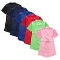 thumbnail image 1 of LYMAYTER Toddler Kids Girls Silky Robe Baby Solid Color Satin Kimono Bath Robes 1-7T Sleeping Gown Bathrobe for Spa Birthday Parties Wedding, 1 of 10