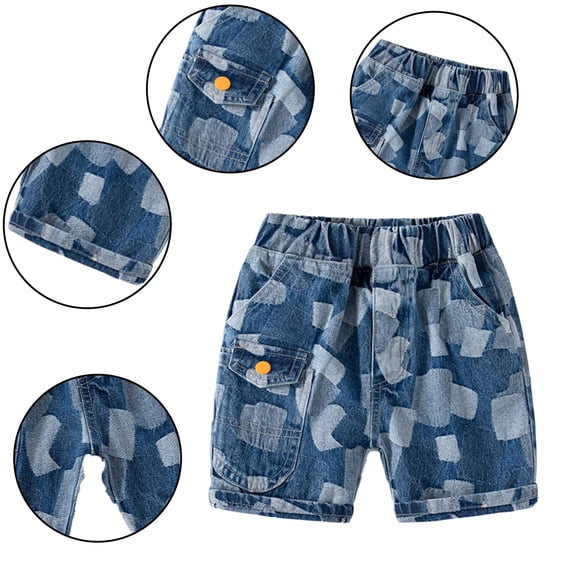 LYMAYTER Toddler Kids Jeans Shorts for Boys Summer Elastic Waist Denim Shorts Baby Casual Cargo Shorts Pants 1-8T