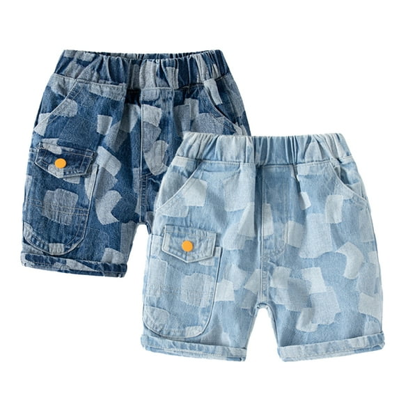 LYMAYTER Toddler Kids Jeans Shorts for Boys Summer Elastic Waist Denim Shorts Baby Casual Cargo Shorts Pants 1-8T