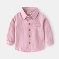 thumbnail image 1 of LYMAYTER Toddler Kids Long Sleeve Lapel Shirts Boys Solid Color Button Tops Soft Casual Spring Fall Wear 2-7Y, 1 of 8