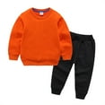 thumbnail image 1 of LYMAYTER Toddler Unisex Sweatshirt Outfit Teen Solid Color Sweatsuit Tops + Sweat Pants 1 Set for 2-14 Years, 1 of 6