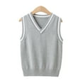thumbnail image 1 of LYMAYTER Toddler Vest Toddler V Neck Knit for Boys Girls Classic Design Sleeveless Jacket for 3-14 Years, 1 of 10