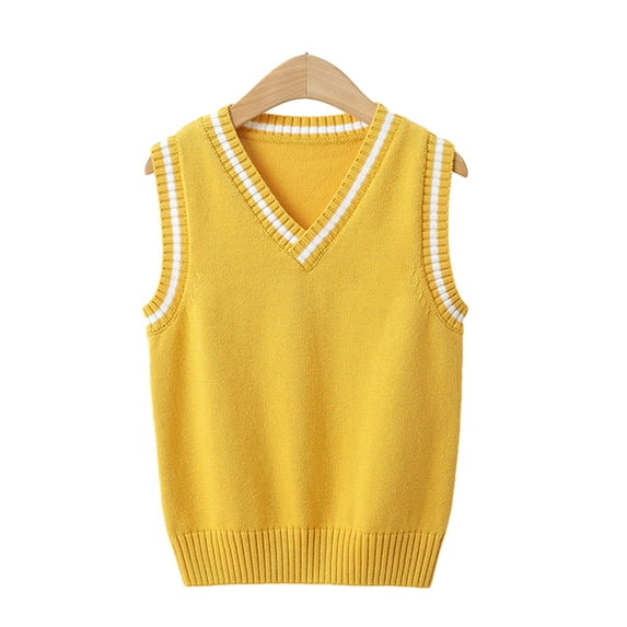 LYMAYTER Toddler Vest Toddler V Neck Knit for Boys Girls Classic Design Sleeveless Jacket for 3-14 Years