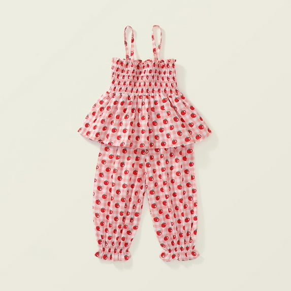 LYMAYTER Toddler kids Girls Summer 2-piece Outfits Print Sleeveless halter Tees Shirt Sets + Nine-minute pants Spring Cute sweet sets for Girls 2-8 T