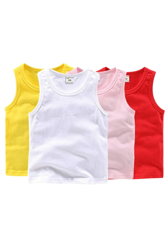 Toddlers Baby Boys Cotton Undershirt Vest Kids Newborn Casual Sleeveless Tank Tops Summer Solid Color Vest T-Shirts 9M-10T