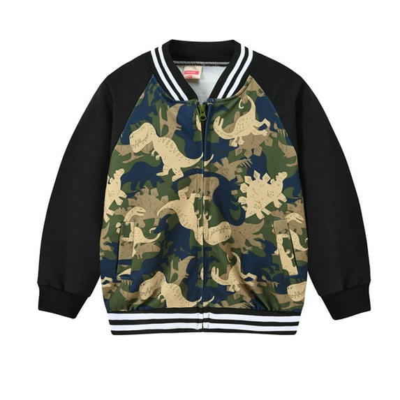 LYMAYTER Unisex Baseball Jacket Boys Girls Printed Cartoon Outerwear Kids Baby Casual Baseball Coat for 1-6 Years