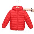 thumbnail image 1 of LYMAYTER Unisex Hooded Jacket for Kids Boys Girls Warm Long Sleeve Outerwear Toddler Solid Color down Cotton Coat 2 -17+ Years, 1 of 9