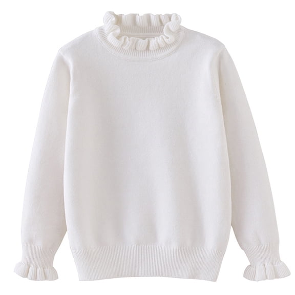 LYMAYTER Unisex Kids Knit Sweaters Boys Girls Ruffles Long Sleeve Jumper Sweater Toddler Fall Winter High-Neck Sweater for 1-12 Years