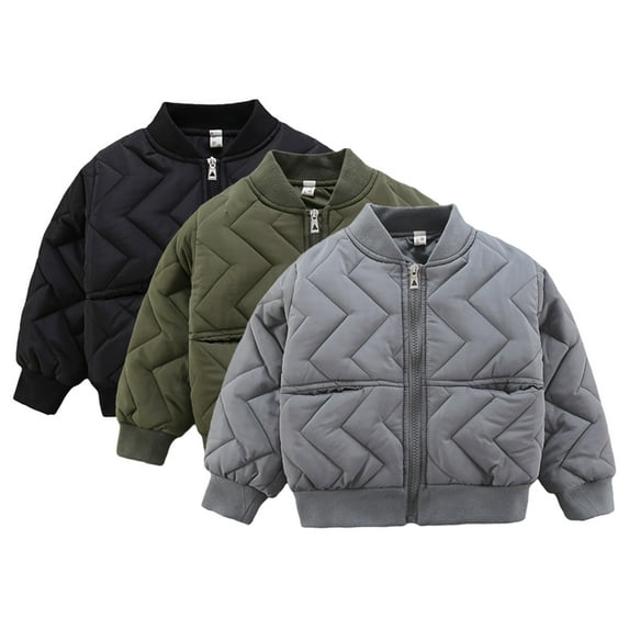 LYMAYTER Varsity Baseball Jacket Coat for Boys Toddler Kids Zip up Bomber Jacket Baby Fall Winter Solid Color Outerwear for 1-8Y