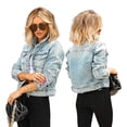 thumbnail image 1 of LYMAYTER Women Cowboy Outwear for S-XL Distressed Button-Down Jean Jacket Long Sleeve Ripped Short Denim Jacket, 1 of 8