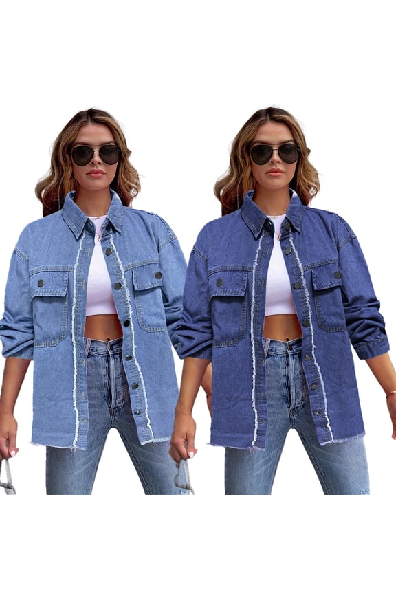 Women Denim Jacket Navy Collar Short Jean Jacket 3/4 Sleeve Versatile Short Cowboy Outwear S M L XL