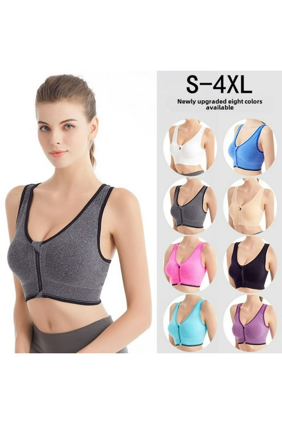 Women Female Bra High Impact Zip Front Closure Sports Bras Underwear Support for Women Running Yoga S-3XL