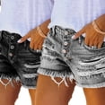 thumbnail image 1 of LYMAYTER Women Jeans Shorts for Ripped Fashion Mid Rise Curvy Cutoff Jeans Shorts Summer Denim Shorts S-2XL, 1 of 8