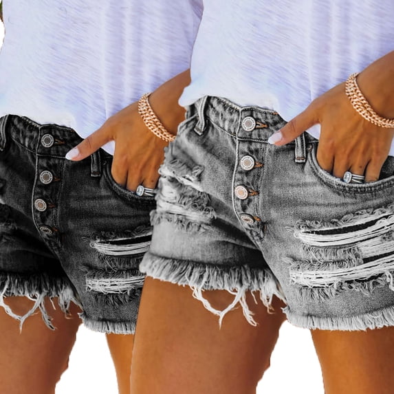 LYMAYTER Women Jeans Shorts for Ripped Fashion Mid Rise Curvy Cutoff Jeans Shorts Summer Denim Shorts S-2XL