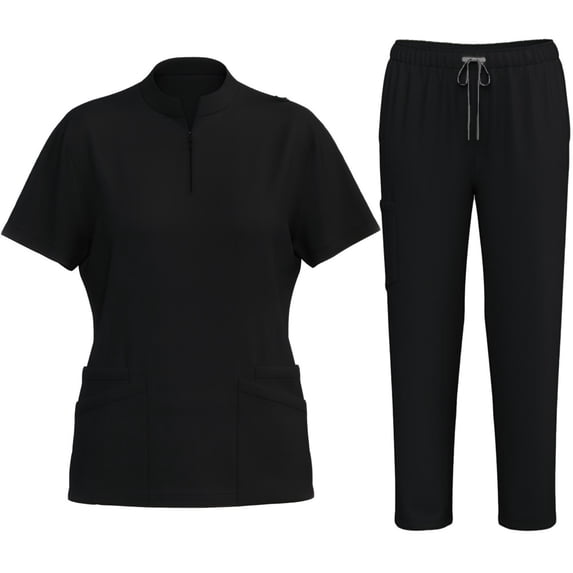 LYMAYTER Women Medical Uniform Set stand collar 2 Piece Nurse Uniform for S-2XL Loose Comforts Nurse Workwear Set