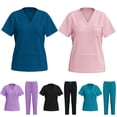 thumbnail image 1 of LYMAYTER Women Multi-pocket Design Nurse Uniform Quick-Dry Comfort Ventilate Routine Operating Room Nurse Uniform for S-2XL, 1 of 8