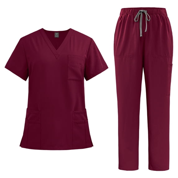 LYMAYTER Women Nurse Uniform Set Moisture Quick Dry Medical Uniform Nurse Starter Short Sleeve Set S-2XL
