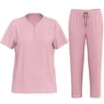 thumbnail image 1 of LYMAYTER Women Nurse Uniform V-Neck Female Medical Uniform Solid Color Medical Uniform Set Easy Care Uniforms S-2XL, 1 of 7