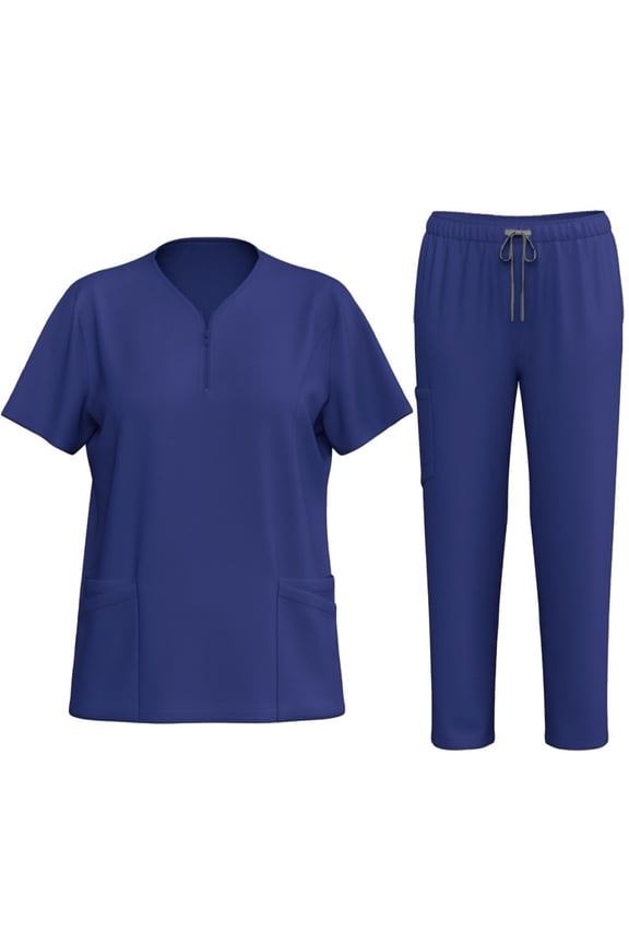Women Nurse Uniform V-Neck Female Medical Uniform Solid Color Medical Uniform Set Easy Care Uniforms S-2XL