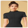 thumbnail image 1 of LYMAYTER Women Sports Jacket Lightweight Full Zip Active Track Jacket Short Sleeve Slim Fit Top S-2XL, 1 of 7