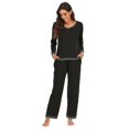 thumbnail image 1 of LYMAYTER Women T-Shirt Pajamas Outfit Long Sleeve Soft Sleepwear Solid Color Loungewear Set S-XXL, 1 of 5