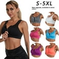 thumbnail image 1 of LYMAYTER Women Sports Bras Plus Size Cross Back Bra Comfort Shockproof Wirefree Bra Zip Front Sports Running Bras S-5XL, 1 of 8