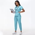 thumbnail image 1 of LYMAYTER Women's Absorb Sweat Medical Uniform Nurse Uniform for S-2XL Solid Color With Pockets Nurse Uniform Set, 1 of 2